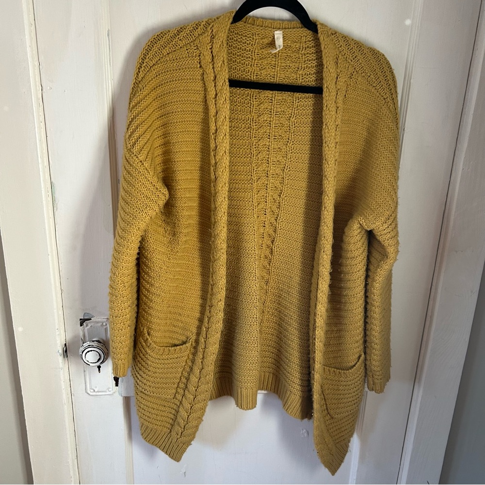 Wishlist Mustard Cable Knit Cardigan